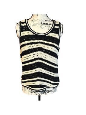 Lucky Brand Crochet Tank Top Black and Cream Size S New